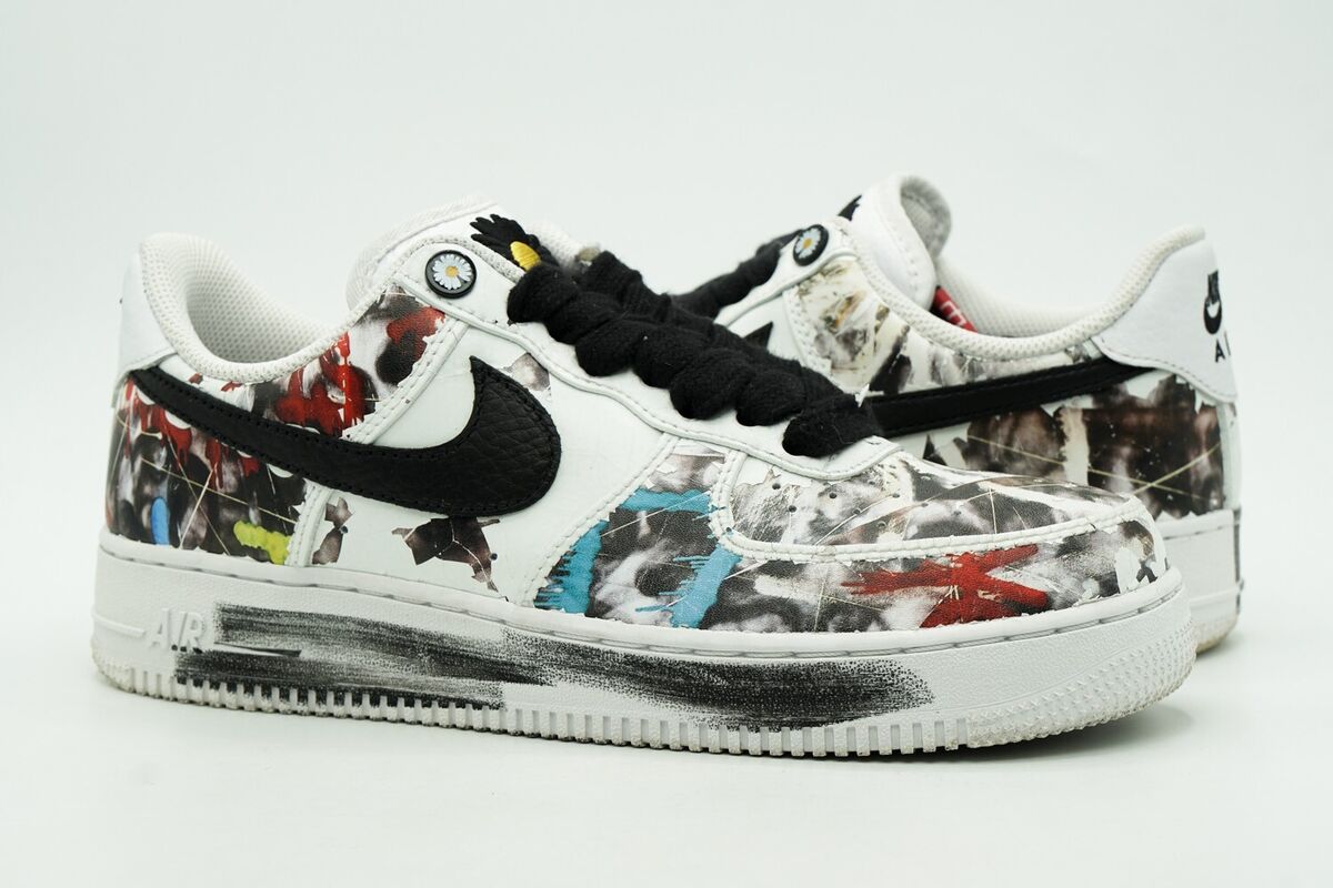 NIKE AIR FORCE ONE LOW USED SIZE 7.5 G-DRAGON WHITE BLACK NIKE AIR FORCE ONE LOW USED SIZE 7.5 G-DRAGON WHITE BLACK