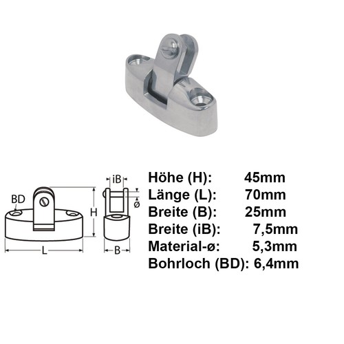 Herraje de capota Bimini articulación conector capota bisagra V4A - Imagen 8 de 9