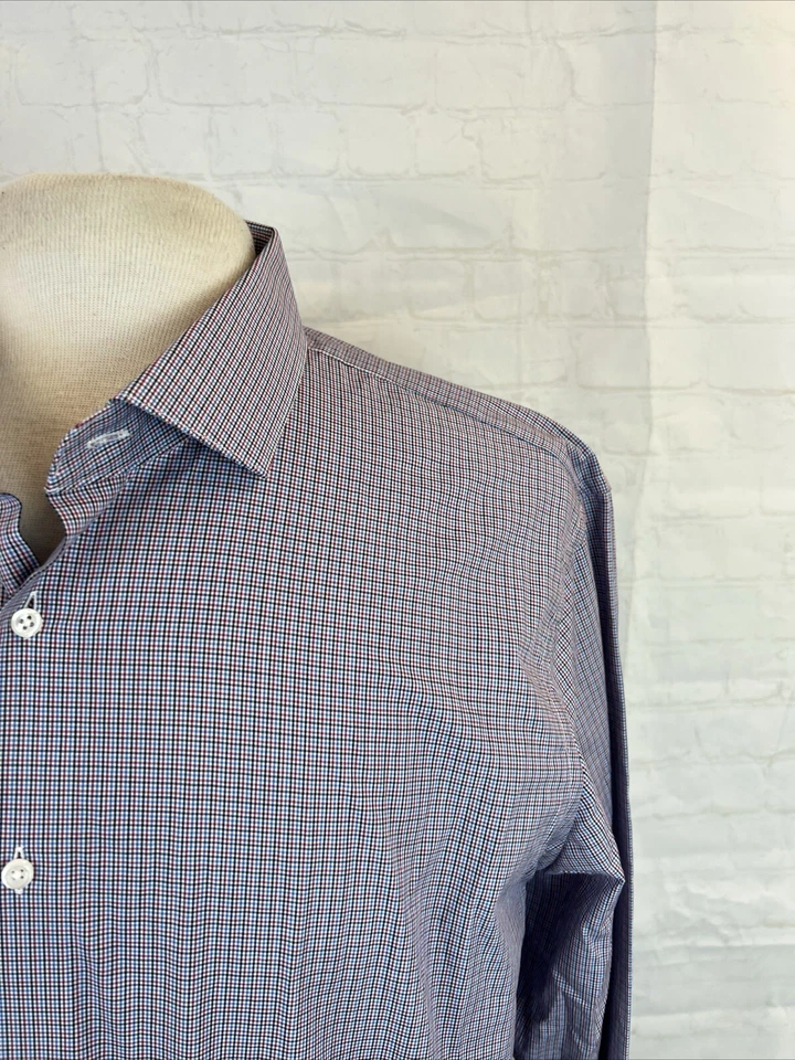 NUEVOS ETIQUETAS Nordstrom 1901 Camisa de vestir de algodón a cuadros azul y rojo para hombre 17 34/35 $108 Foto 2 de 4