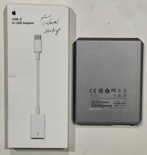 LACIE 1 TB EXTERNAL SILVER MINI HARD DRIVE-#LRDOTUA & APPLE USB-C TO USB ADAPTER - Picture 8 of 8