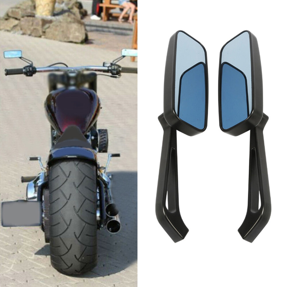 MZS 1 Inch Bar End Mirrors For Motorcycles - 6061 T6 Aluminum, Convex Lens, Fits Touring, Cruiser, Sportster (Black)
