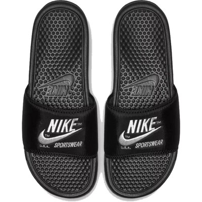nike benassi black and white