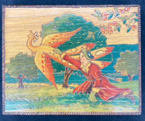 Vintage ussr wooden jewelry box in "burning and drawing" technique. 1960s - Picture 2 of 6