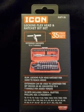 ICON RXFT-35 Locking Flex Head Ratchet & Bit Set 35 Pc. 1/4" drive. TORX HEX etc