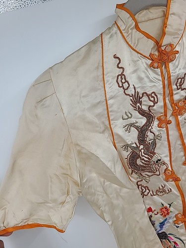 Vintage 1940s-50s Chinese Silk Blouse Top, Dragons & Peacocks Retro Rockabilly - Picture 8 of 24