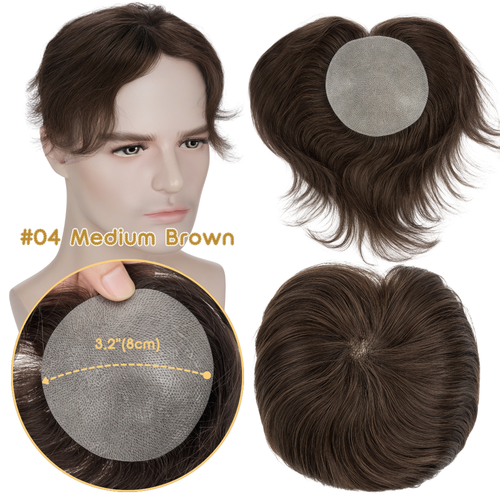 Thin PU Human Hair Topper Reaplcement Systems For Bald Spots TOP Hairpiece 5*5cm - Picture 31 of 35