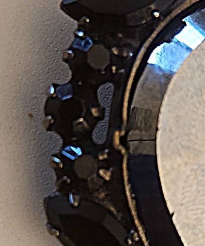 Vtg Juliana Hematite Rose Cameo Black Rhinestones BroochPendant Missing A Prong - Picture 4 of 4
