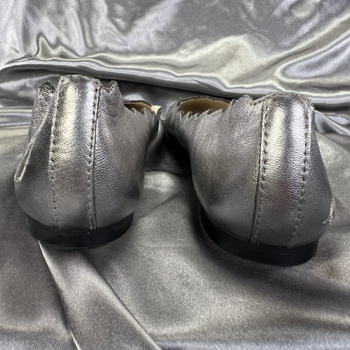 Sam Edelman Flats Women's Sz 5 Finnegan Scallop Silver Ballet Embroidered Fairy - Picture 7 of 11