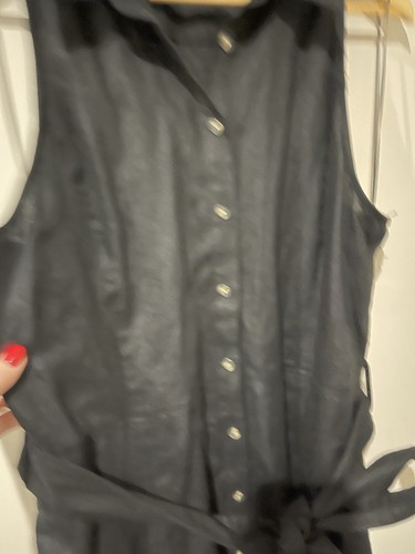 Witchery Black Linen Sleeveless Shirt Dress Size 16 Excellent Condition - Picture 10 of 16