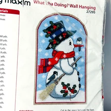 Mary Maxim Snowman Plastic Canvas Wall Hanging Kit Whatcha Doing 27295 NEW