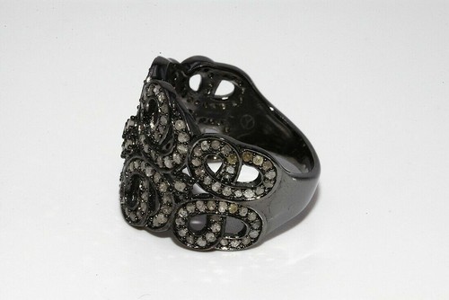 $1,100 1.00CT NATURAL ROUND CUT DIAMOND CLUSTER SILVER RING SIZE 7.5 - Picture 3 of 8