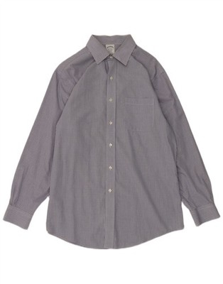 Brooks Brothers Regent Herrenhemd Größe 16 Large blau kariert Baumwolle XZ02