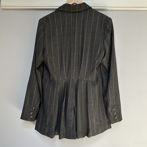Free People Long Pleated Back Blazer Size M Herringbone 1 Button Jacket Boho - Picture 10 of 21