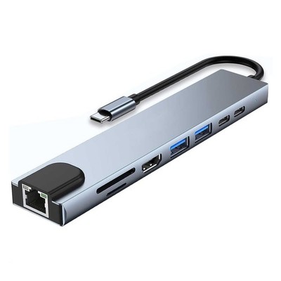 For iPhone 17/Pro/Max/Air - HDMI TV Adapter 8-in-1 USB-C Hub RJ45 Ethernet Port