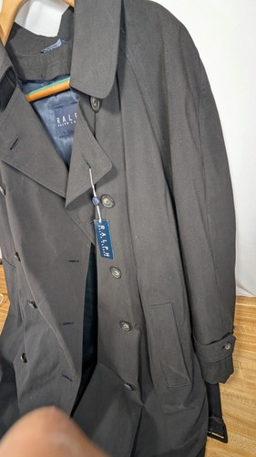 Ralph Lauren Trench Nero Uomo 40S Qualità Trench Coat Fodera Zip - Foto 3 di 23