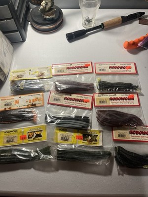 (9) Roboworm Straight Tail Worms Special FX / Hot Tip / Fat Worm. Various Colors