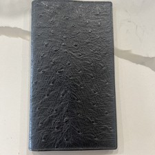 Vintage 1950s Black Ostrich Leather Bifold Wallet Don Loper Shop Rodeo Dr CA New