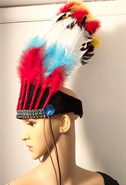 Tocado Nativo Americano Occidental Tocado Halloween Disfraz Plumas Diadema Foto 3 de 4