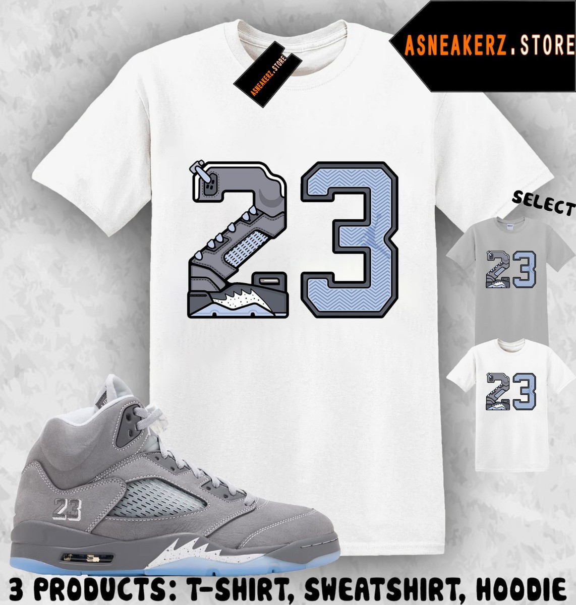 Tee Shirt Matching AJ 5 Wolf Grey 2026 To Match Sneaker Retro