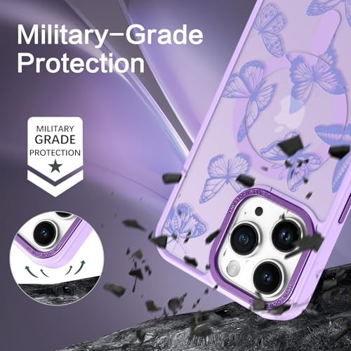for iPhone 15 Pro Case,Cute Butterfly Pattern iPhone 15 Pro Light Purple - Picture 5 of 7