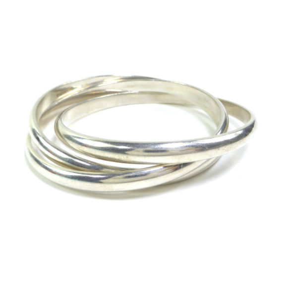 [Rank B] TIFFANY & CO. 3-Strand Bangle Bracelet 925 Sterling Silver Japan