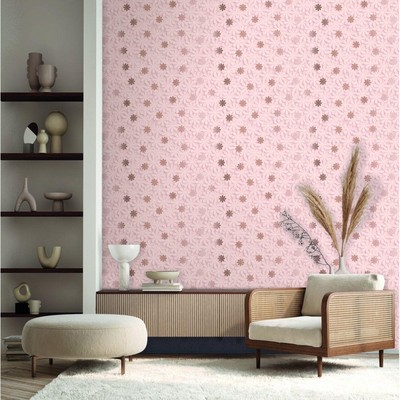 3D Gänseblümchen Blume Tapete Rosa Rosegold Floral Glatte Oberfläche Modern Look