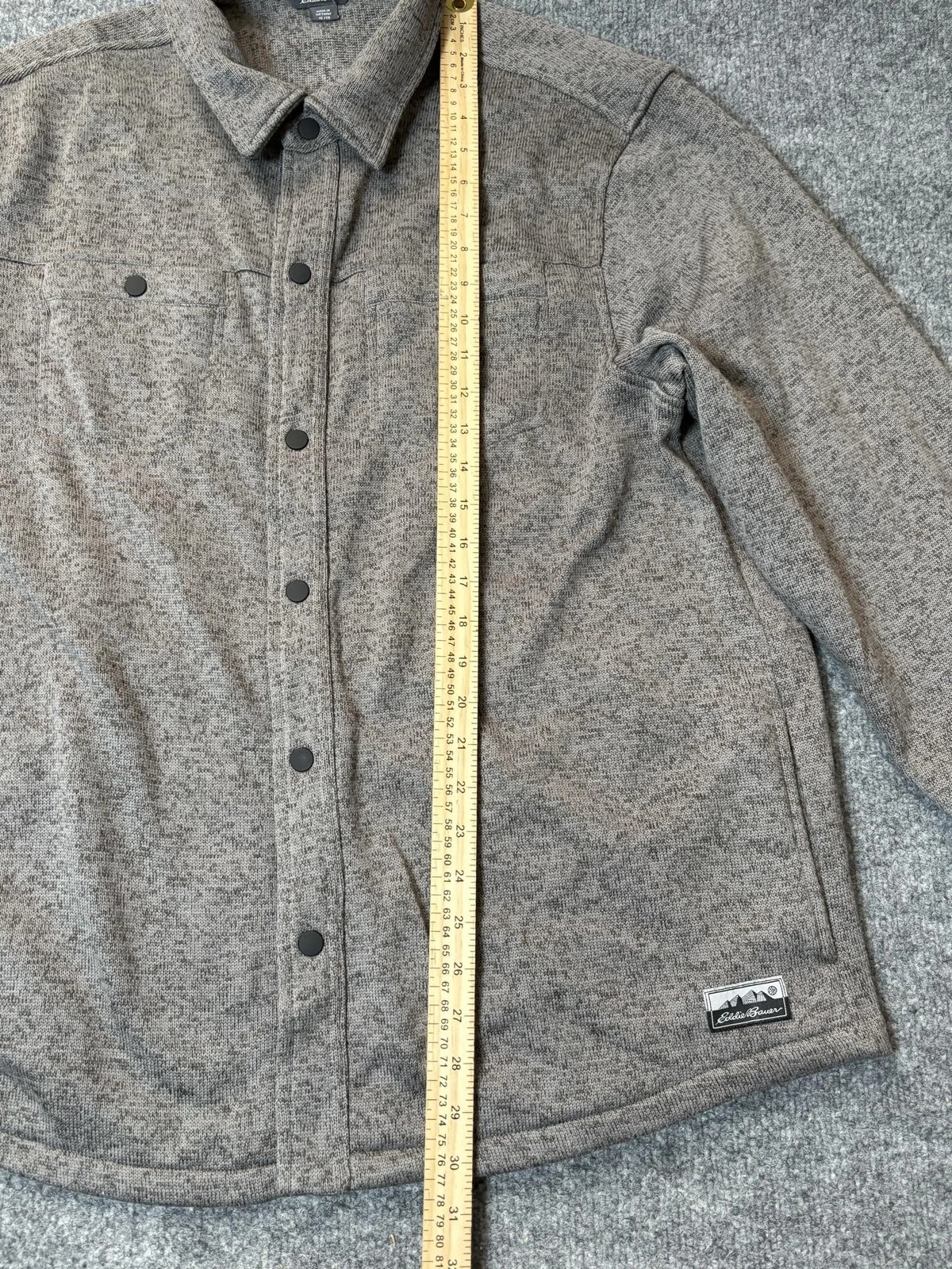 Eddie Bauer Jacket Mens XL Gray Fleece Knit Snap Front Shacket Casual Outdoor image 5