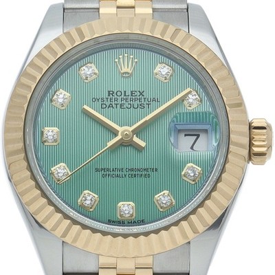 Rolex Datejust Ladies 279173G Gold 28mm Green Dial Automatic 2016 #LPW356