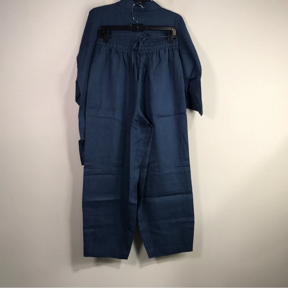 Pijama Magic Linen Aveiro 2 peças Stet, feminino tamanho G - Azul - Imagem 3 de 4