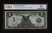 DBR 1899 $1 Silver Cert Black Eagle Fr. 233 PCGS-B 25 Serial X6902225X