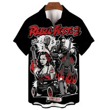 Shirts For Men 3d Vintage Horror Skull Rocker Print Gothic Rockabilly Hawaiian S
