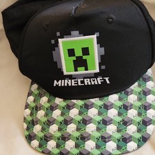 Minecraft Creeper Youth OSFM Adjustable Baseball Cap Black Green