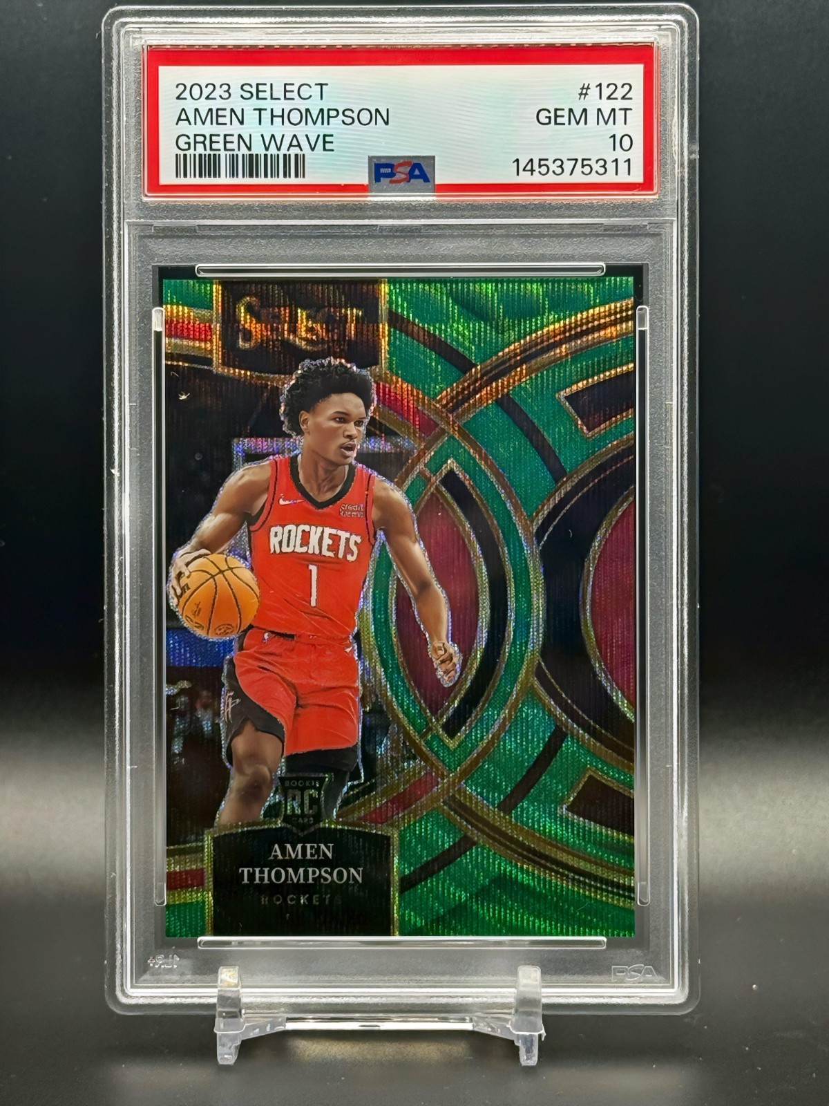 2023-24 Select Amen Thompson Premier Level Green Wave RC 28/50 PSA 10 Rockets