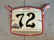 Vintage Old School Hutch BMX Number Plate Red Judge Pro Hollywood - Repaired