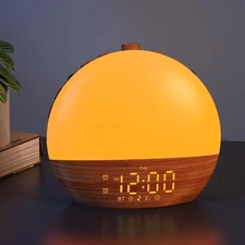 Sunrise Alarm Clock with Sound Machine - Wake Up Light, Wood Grain, Bluetooth, D
