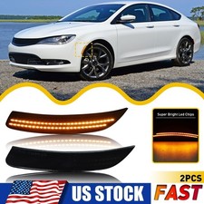 For 2015-2017 Chrysler 200 Smoked Lens Optic Style Amber LED Side Marker Lights