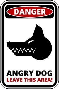 Danger Angry Dog Leave This Area Self Adhesive Warning Sticker