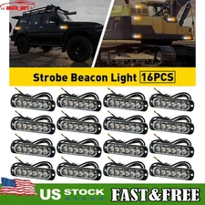 16X 6 LED Strobe Light Bar Car Truck Flashing Warning Hazard Beacon Amber White