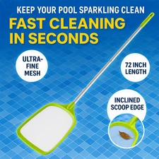 Pool Skimmer Net with 56" Pole Fine Mesh Leaf Rake for Pool Spa Hot Tub Cleaning