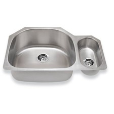 32x21" Kitchen Sink Offset Double Bowl Undermount MG-3221-R 18 Stainless Steel
