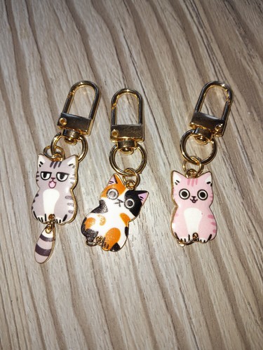 3 Cat Key Rings/bag Charms - Picture 3 of 4