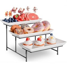 3 Tier Serving Set Platters Three Tiered Serving Trays Party Food Tray Set White