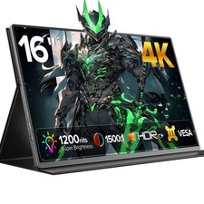 4K Portable Monitor 16" Travel Monitor UHD 3840 2400 External Second Screen