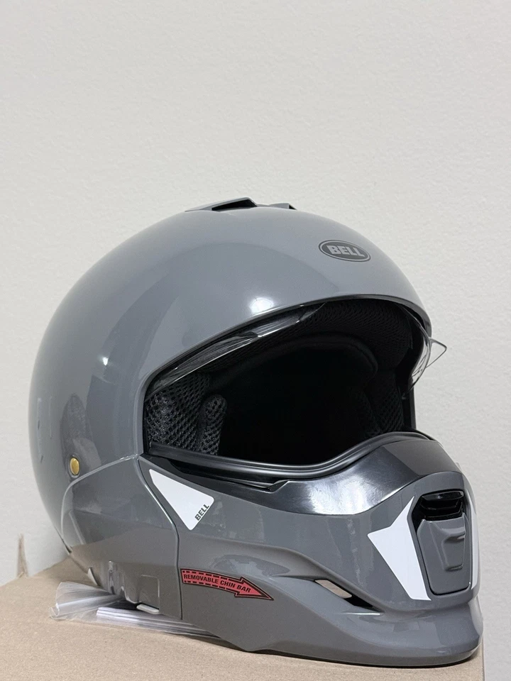 Capacete de motocicleta Bell Helmets Broozer cinza claro brilhante tamanho grande com viseira - Imagem 3 de 4