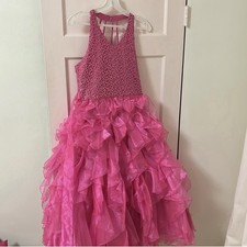 Girls Pink Ruffled Floor Length Pageant Dress Size 12