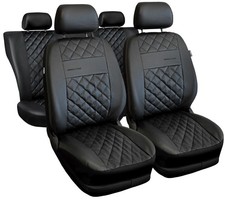 Autositzbezüge Schwarz Kunstleder Komplettset Schonbezüge für Audi Q7 I II