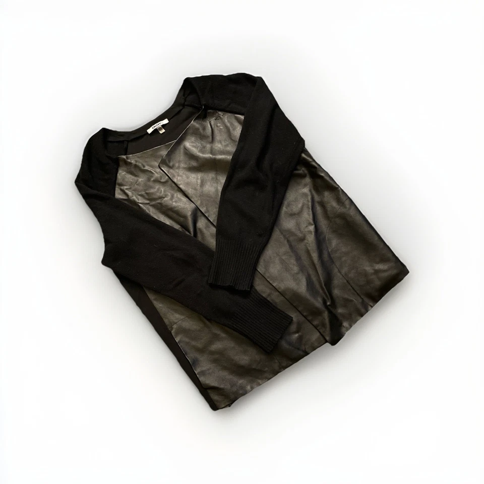 Chaqueta Suéter Vintage DKNY C Para Mujer Talla 1X Imitación Cuero Frontal Tema Moderno