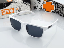 Spy Helm Promo Sunglasses Matte White Dark Smoke Tint Lens Black Logo NIB S12