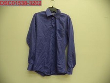 Needs Sewn Stain Van Heusen Men Purple Fitted Lux Sateen Dress Shirt 15.5 34/35