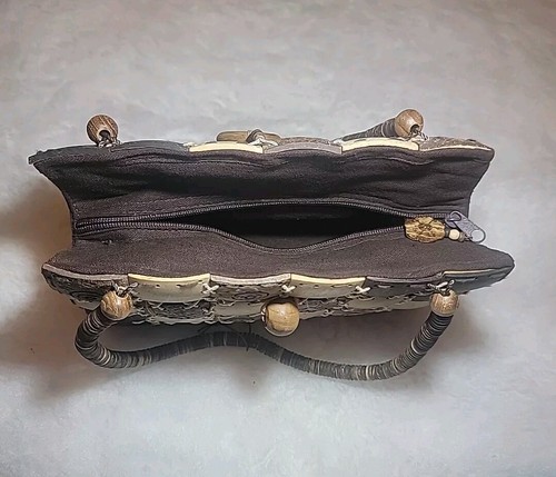 Vintage Women's Coconut Shell Purse Handbag Shell Dbl Straps Bohemian Sweet - Picture 8 of 13